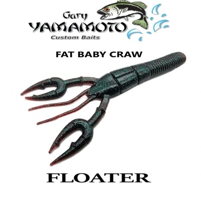 Anzol de pesca formato lagostim preto com lantejoulas verdes e texto de marca e modelo