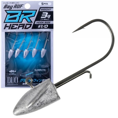 Anzóis de pesca Bay Ruf BR Head com cabeça de chumbo e gancho preto
