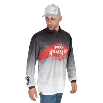 Camisola cinzenta mangas compridas com logotipo FOX RAGE e boné cinzento