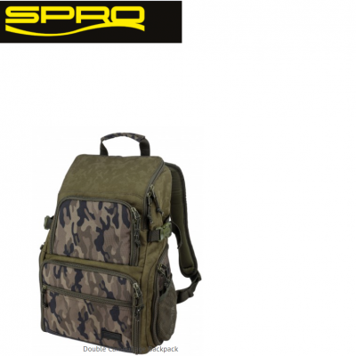Mochila SPRO verde e camuflada com vários compartimentos