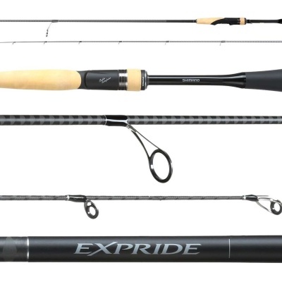 Vara de pesca Shimano ExPride com punho em cortiça e detalhes pretos