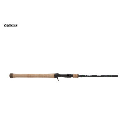 Cana de pesca G. Loomis NRX PLUS com punho de cortiça e corpo preto com detalhes verdes