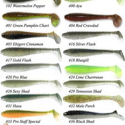 Lista de cores de iscas de pesca KEITECH Swing Impact Fat com nomes e códigos