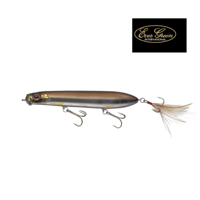 Isca de pesca com três anzóis e penas, logótipo EVER GREEN INTERNATIONAL