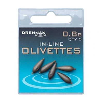 Embalagem com olivettes de pesca DRENNAN 0.8g, 5 unidades