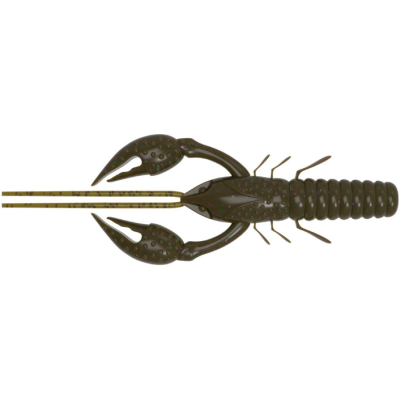 Isca artificial em forma de lagostim castanho-escuro com detalhes vermelhos