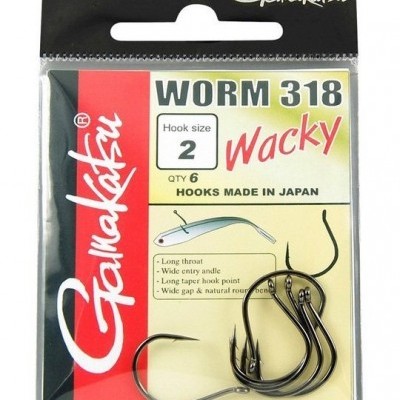 Embalagem de ganchos de pesca Gamakatsu Worm 318 Wacky tamanho 2