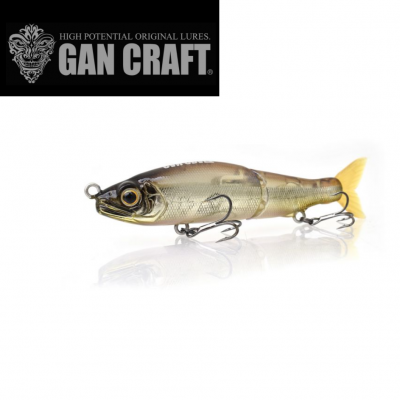 Isca de pesca articulada dourada com cauda amarela e anzóis triplo