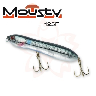Isca de pesca Mousty 125F cinza azul com dois anzóis triplo