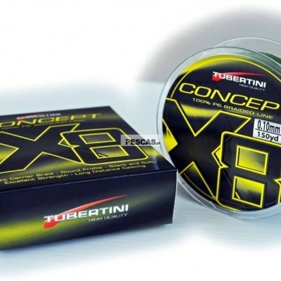 Linha de pesca Tobertini Concept X8 embalagem preta e amarela.