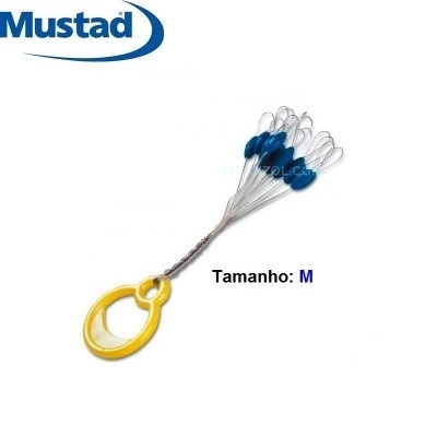 Conjunto de elásticos para pesca Mustad tamanho M com argola amarela e pontas azuis