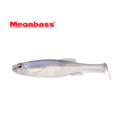 Isca artificial de pesca em forma de peixe prateado e azul acinzentado