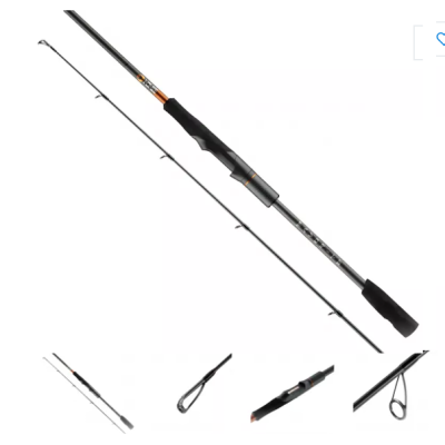 Cana de pesca preta e cinzenta com punho em espuma preta