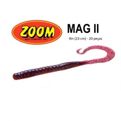 Isco artificial ZOOM MAG II castanho escuro com pontos vermelhos e rabo curvado, 9 polegadas
