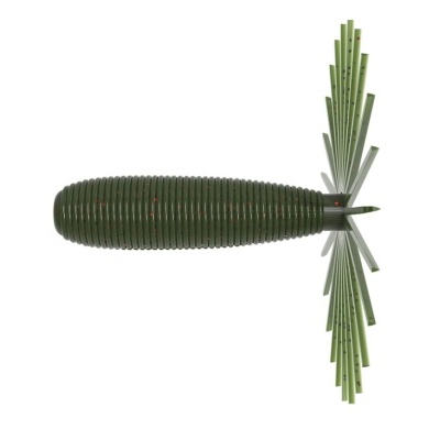 isca de pesca verde com corpo estriado e hastes salientes