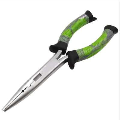 Alicate de pontas finas com cabo antiderrapante cinza e verde