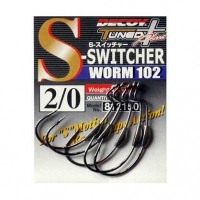 Anzóis para pesca Decoy Tuner Plus Switcher Worm 102 tamanho 2/0 em embalagem
