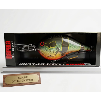 Isca artificial Rapala em caixa preta com ganchos metálicos e placa PEÇA DE COLECIONADOR