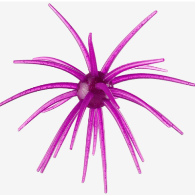Brinquedo ou decoração em forma de aranha roxa de plástico translúcido