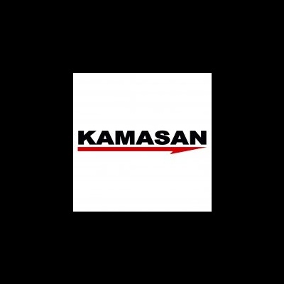 Logotipo KAMASAN preto com linha vermelha
