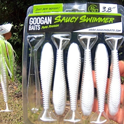 Embalagem de iscos de pesca brancos GOOGAN BAITS SAUCY SWIMMER ao ar livre