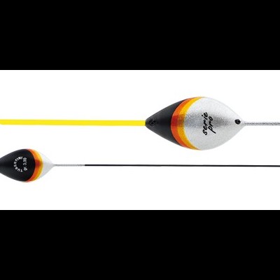 Dois flutuadores de pesca com cores preto, amarelo e branco, texto 'Proline' e 'Expert' visíveis.