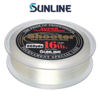 Carretel de linha de pesca transparente Sunline Shooter Super Fluorocarbon 16lb 660yds
