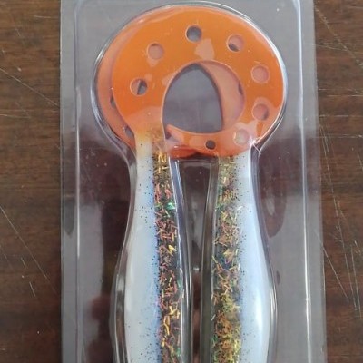 Conjunto de 2 espremedores de pesca Mikado Fishunter MAGNA com cabos brancos e parte superior laranja em embalagem plástica.