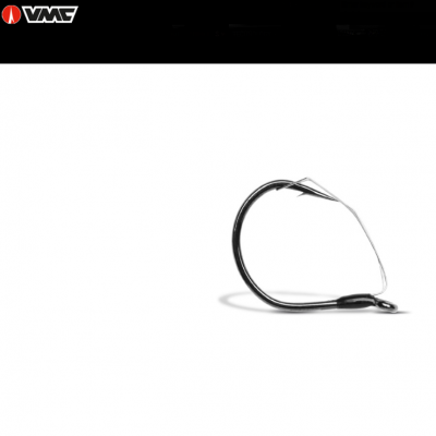 Anzol de pesca metálico prateado com logótipo VMC