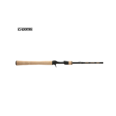 Varão de pesca G Loomis com cabo em cortiça clara e corpo preto.