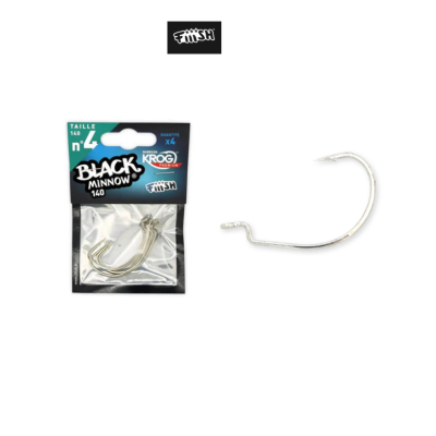 Anzóis de pesca prateados na embalagem e um fora da embalagem.