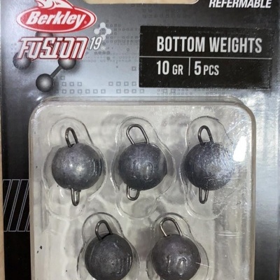 Pacote de pesos de pesca Berkleys Fusion 19, 5 peças de 10 gramas, embalagem preta e cinza