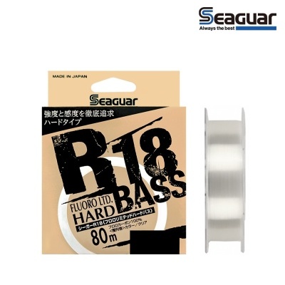 Linha de pesca Seaguar R18 Bass Fluoro LTD Hard 80m transparente em embalagem bege