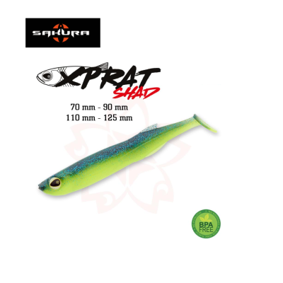 Anzol de pesca verde e azul com texto e selo BPA FREE