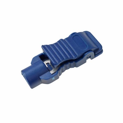 Conector rápido elétrico azul com design ranhurado