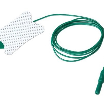 Eletrodo adesivo para electroterapia com cabo verde e conector