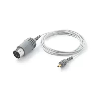 Cabo de áudio com conector DIN de 5 pinos e conector DC cilíndrico cinzento