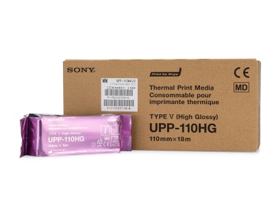 Rolo filme impressão térmica Sony UPP-110HG e embalagem castanha