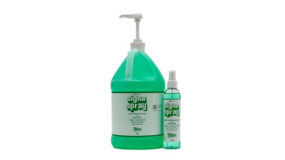 Duas embalagens de líquido condutor Signa Spray, uma grande com doseador e outra pequena com spray.