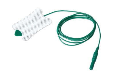 Eletrodo adesivo para electroterapia com cabo verde e conector