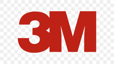 Logotipo 3M em letras vermelhas sobre fundo transparente