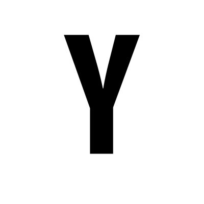 Carácter tipográfico 'Y' maiúsculo preto sobre fundo branco