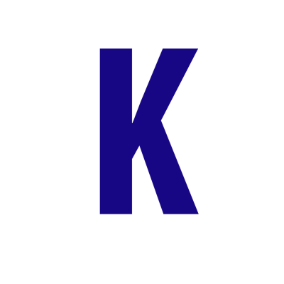 Letra maiúscula K azul escuro