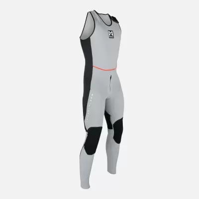 Fato de neoprene cinzento claro e preto para desportos aquáticos