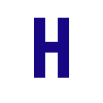 Letra H azul escuro em fundo branco