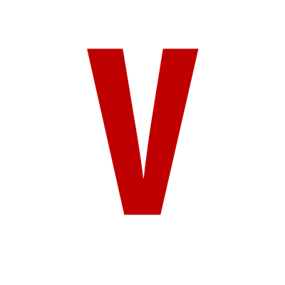 Letra V vermelha em fundo branco