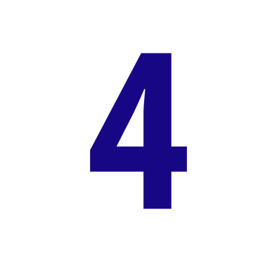 Número 4 azul escuro sobre fundo branco