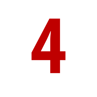 Número 4 vermelho sobre fundo branco
