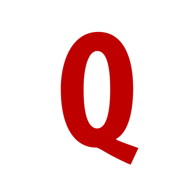 Letra Q vermelha em fundo branco