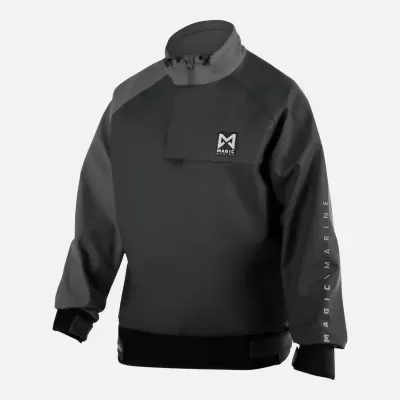 Sweatshirt preta com detalhes cinza escuro e logo MAGICWHITE frontal